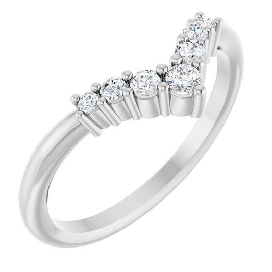 14K White Or Rose Gold Or Sterling Silver Round 2.25 Mm Polished Natural Diamond Graduated V Ring
