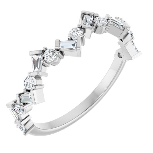 14K White Or Yellow Or Rose Gold Natural Diamond Polished 1/3 Ctw Diamond Anniversary Band, Size 7