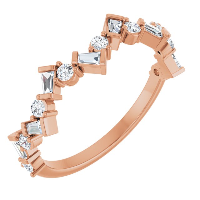 14K White Or Yellow Or Rose Gold Natural Diamond Polished 1/3 Ctw Diamond Anniversary Band, Size 7
