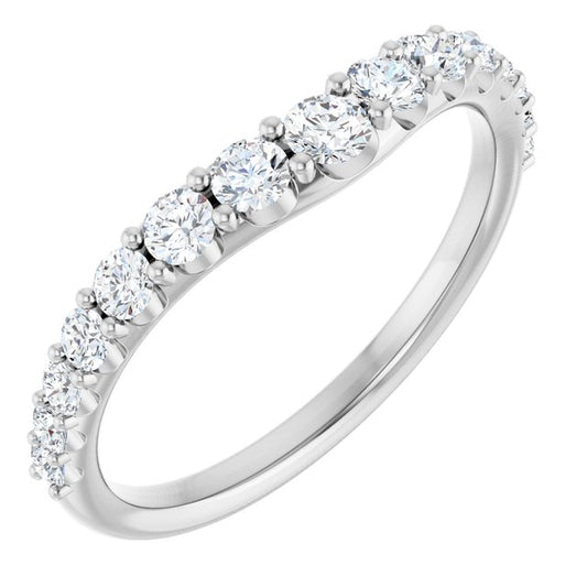 14K Yellow Or White Gold Or Platinum Round Polished Natural Diamond Graduated Contour Band