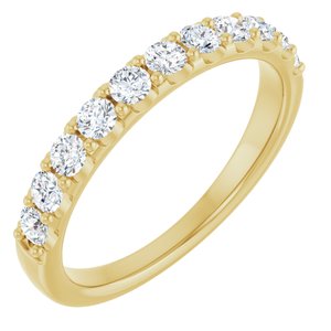 14K Yellow Gold Round 2.4 Mm Polished 1/2 Ctw Lab-Grown Diamond Anniversary Band Size 7