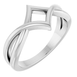 14K White Gold Polished Geometric Negative Space Ring Size 7