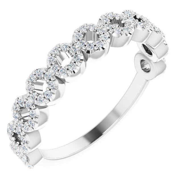 14K White Or Yellow Gold Round .9 Mm Polished 1/4 Ctw Natural Diamond Circle Ring, Size 7