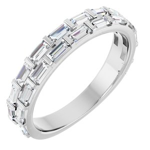 14K White Gold Lab-Grown Diamond Straight Baguette 3 X 1.5 Mm Polished 9/10 Ctw Lab-Grown Diamond Double Row Anniversary Band Size 7