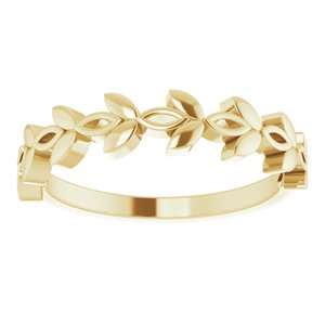 14K Yellow Gold Polished Stackable Floral Ring Size 7