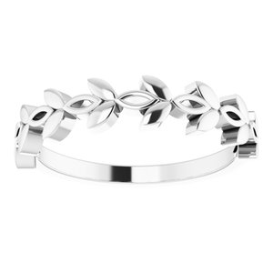 14K White Gold Polished Stackable Floral Ring Size 7