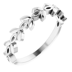 14K White Gold Polished Stackable Floral Ring Size 7