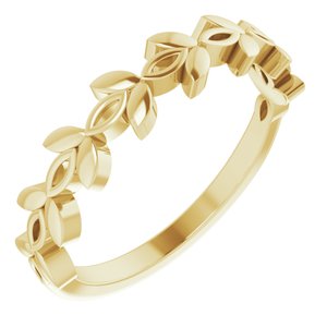 14K Yellow Gold Polished Stackable Floral Ring Size 7