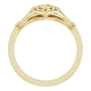 14K Yellow Gold Polished Vintage-Inspired Ring Size 7