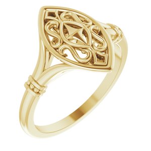 14K Yellow Gold Polished Vintage-Inspired Ring Size 7