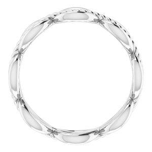 14K White Gold Rope Design Band Size 6