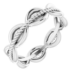 14K White Gold Rope Design Band Size 6