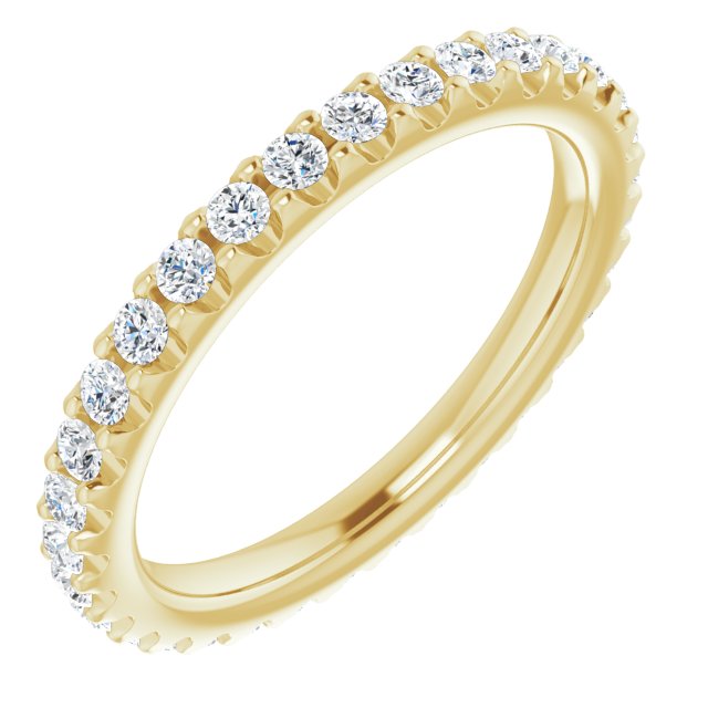 14K Yellow Gold Round 1.7 Mm Si2-Si3, G-H Polished 5/8 Ctw Natural Diamond Eternity Band