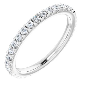 14K White Gold Round 1.7 Mm G-H Si2-Si3 3/4 Ctw Natural Diamond Eternity Band Size 8