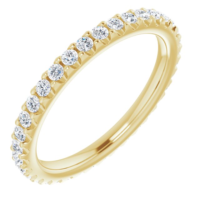 14K Yellow Gold Round 1.7 Mm Si2-Si3, G-H Polished 5/8 Ctw Natural Diamond Eternity Band