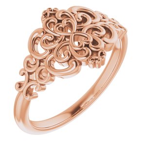 14K Rose Gold Polished Vintage-Inspired Ring Size 7