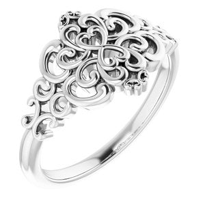 Sterling Silver Polished Vintage-Inspired Ring Size 7