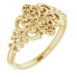14K Yellow Gold Polished Vintage-Inspired Ring Size 7