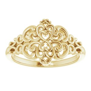 14K Yellow Gold Polished Vintage-Inspired Ring Size 7
