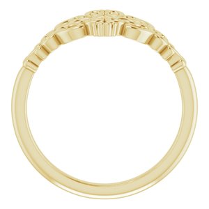 14K Yellow Gold Polished Vintage-Inspired Ring Size 7