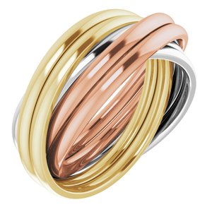 14K White/Yellow/Rose Gold 6-Band Rolling Ring Size 6