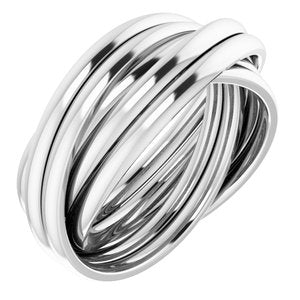 14K White Gold 6-Band Rolling Ring Size 6