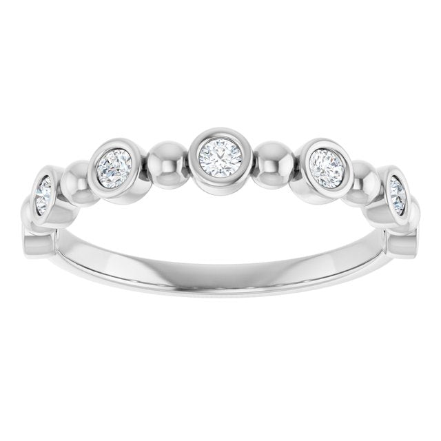 14K White Gold Round 2 Mm Polished 1/5 Ctw Natural Diamond Anniversary Band, Size 7