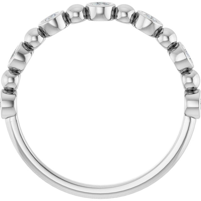 14K White Gold Round 2 Mm Polished 1/5 Ctw Natural Diamond Anniversary Band, Size 7