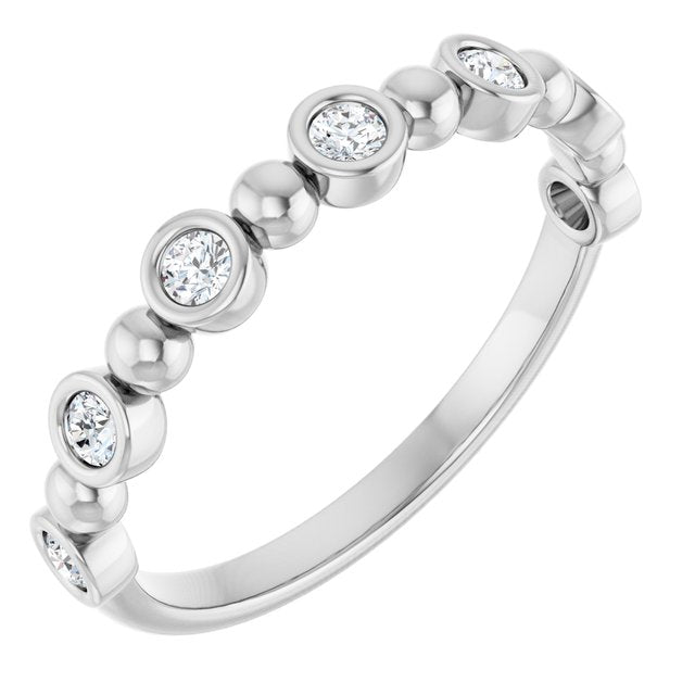 14K White Gold Round 2 Mm Polished 1/5 Ctw Natural Diamond Anniversary Band, Size 7