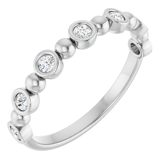 14K White Gold Round 2 Mm Polished 1/5 Ctw Natural Diamond Anniversary Band, Size 7