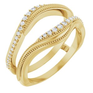 14K Yellow Gold Round Polished 1/6 Ctw Natural Diamond Ring Guard Size 7
