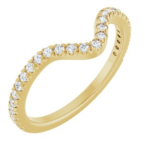 14K Yellow Gold Round Polished 1/4 Ctw Natural Diamond French-Set Matching Band Size 7