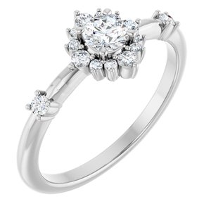 14K White Gold Round 4 Mm Polished 3/8 Ctw Lab-Grown Diamond Halo-Style Ring Size 7