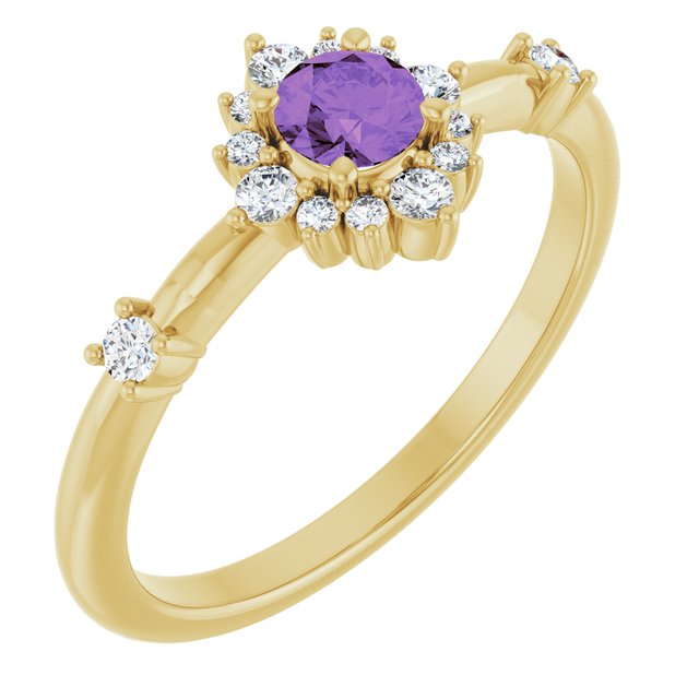 14K Yellow Or White or Rose Gold Round Polished Natural Diamond Halo-Style Ring