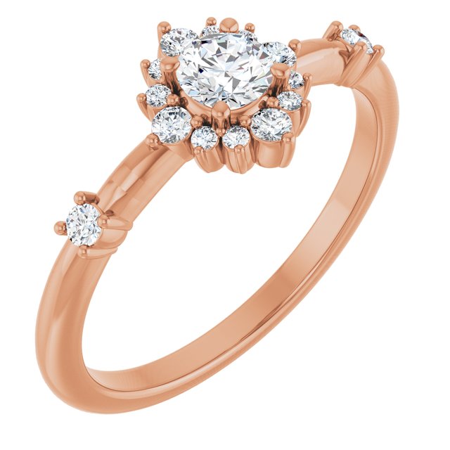 14K Yellow Or White or Rose Gold Round Polished Natural Diamond Halo-Style Ring
