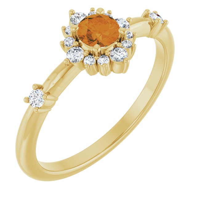 14K Yellow Or White or Rose Gold Round Polished Natural Diamond Halo-Style Ring