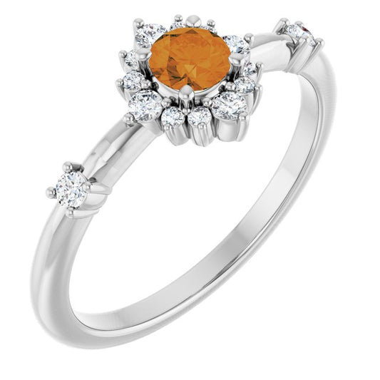 14K Yellow Or White or Rose Gold Round Polished Natural Diamond Halo-Style Ring