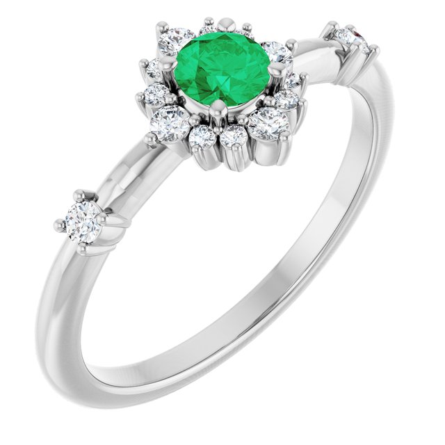 14K Yellow Or White or Rose Gold Round Polished Natural Diamond Halo-Style Ring