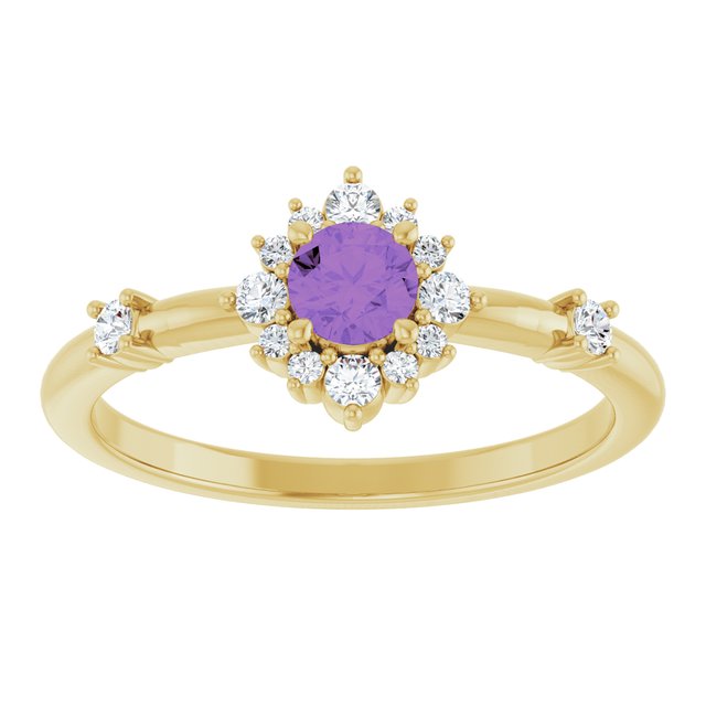 14K Yellow Or White or Rose Gold Round Polished Natural Diamond Halo-Style Ring