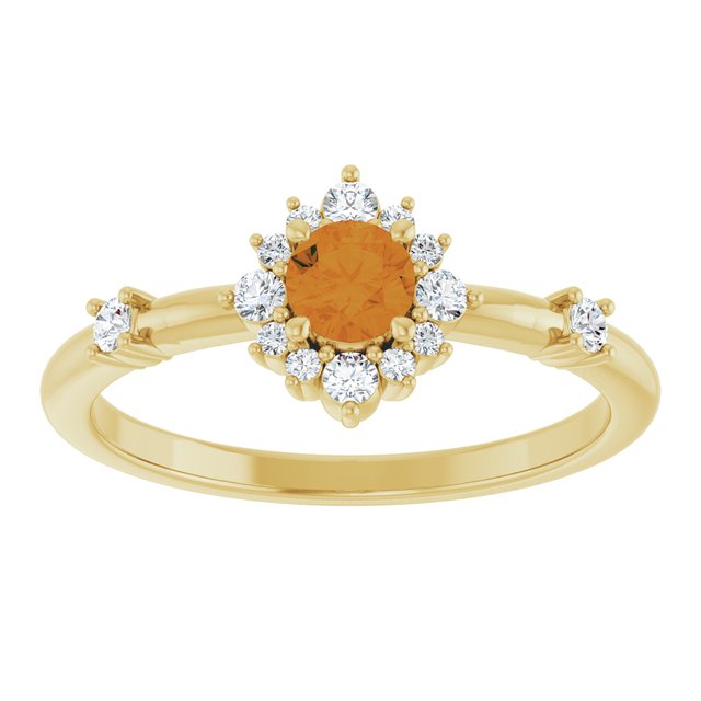 14K Yellow Or White or Rose Gold Round Polished Natural Diamond Halo-Style Ring