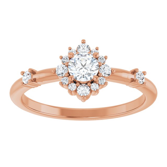 14K Yellow Or White or Rose Gold Round Polished Natural Diamond Halo-Style Ring