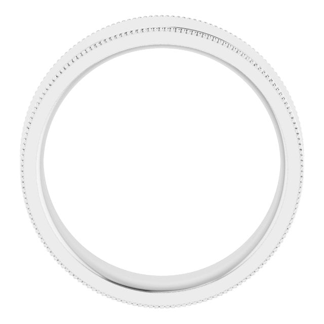 14K Yellow Or White Or Rose Gold Or Sterling Silver Or Platinum Standard Weight Milgrain Flat Comfort Fit Band