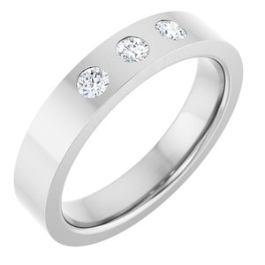 14K White Gold 4 Mm Si2-Si3, G-H Polished 1/5 Ctw Natural Diamond Flat Comfort-Fit Band Size 7