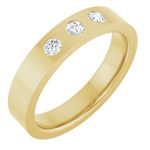 14K Yellow Gold 4 Mm Si2-Si3, G-H Polished 1/5 Ctw Natural Diamond Flat Comfort-Fit Band Size 5.5