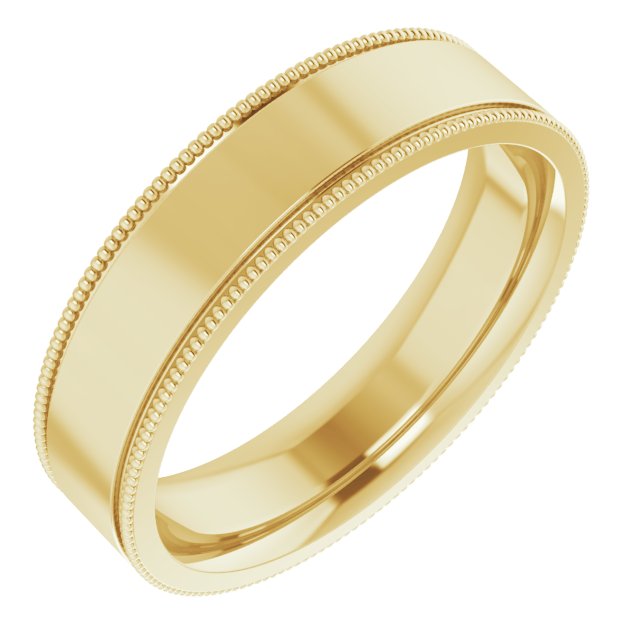 14K Yellow Or White Or Rose Gold Or Sterling Silver Or Platinum Standard Weight Milgrain Flat Comfort Fit Band