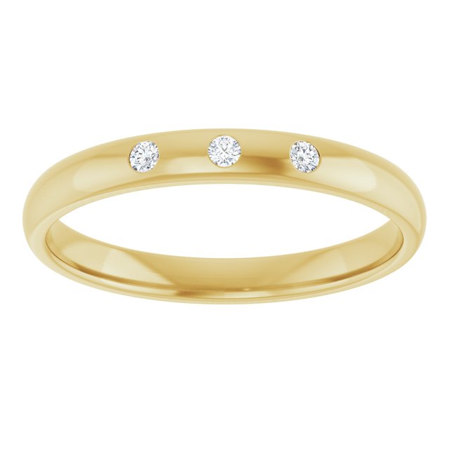 14K Yellow Gold Round 1.5 Mm Si2-Si3, G-H Polished .04 Ctw Natural Diamond Half-Round Comfort-Fit Band, Size 5
