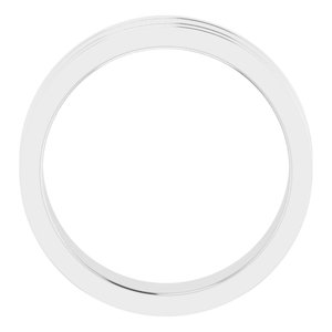 14K White Gold 6 Mm Polished Flat Comfort-Fit Band With Milgrain Size 9