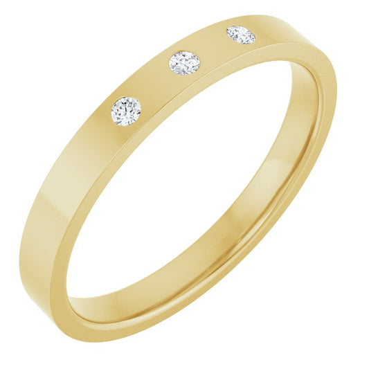 10K Yellow Gold Round 1.5 Mm X 2.5 Mm Si2-Si3, G-H Polished .04 Ctw Natural Diamond Flat Comfort-Fit Band, Size 10