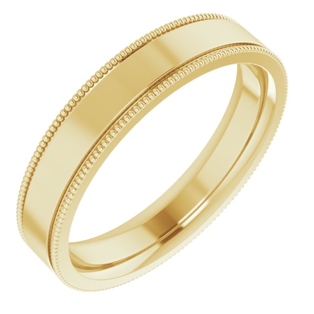 14K Yellow Or White Or Rose Gold Or Sterling Silver Or Platinum Standard Weight Milgrain Flat Comfort Fit Band