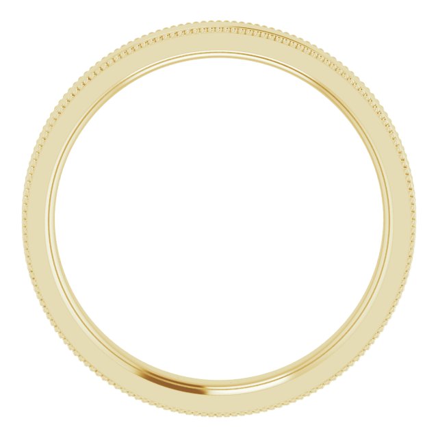 14K Yellow Or White Or Rose Gold Or Sterling Silver Or Platinum Standard Weight Milgrain Flat Comfort Fit Band